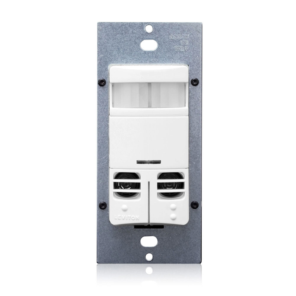 Product image for Occupancy Sensor, Multi-Technology (PIR Sensor / Ultrasonic Sensor), Wall Switch, Dual Relay, 2400SF, 120-277V, No Neutral, White, Decora®