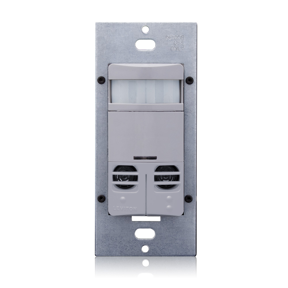 Product image for Occupancy Sensor, Multi-Technology (PIR Sensor / Ultrasonic Sensor), Wall Switch, Dual Relay, 2400SF, 120-277V, No Neutral, Gray, Decora®