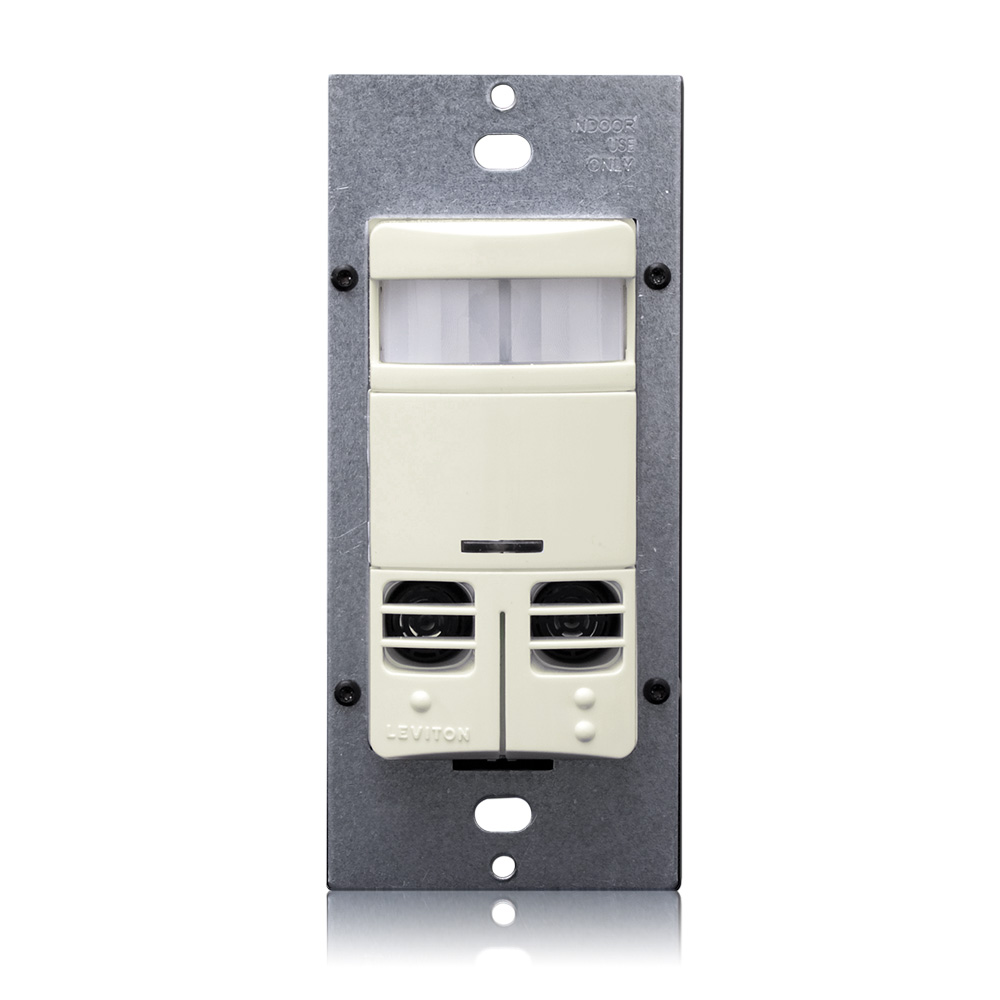 Product image for Occupancy Sensor, Multi-Technology (PIR Sensor / Ultrasonic Sensor), Wall Switch, Dual Relay, 2400SF, 120-277V, Light Almond, Decora®