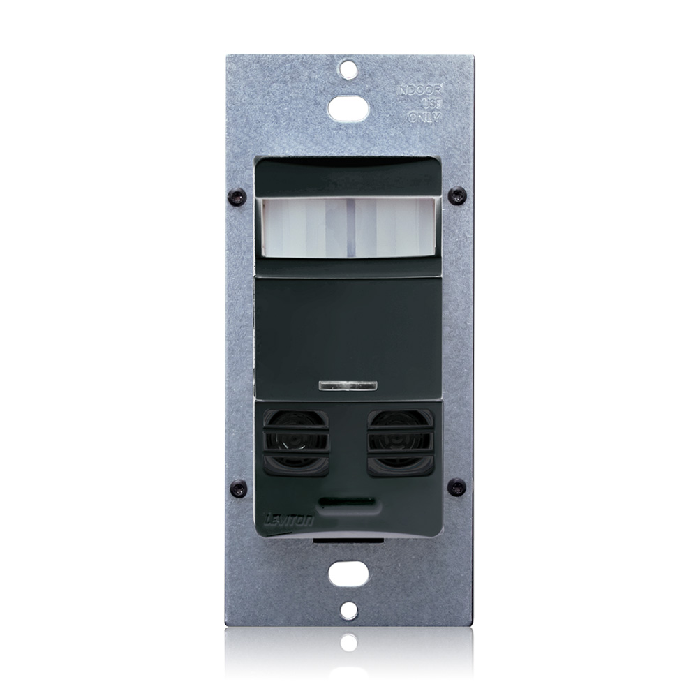 Product image for Occupancy Sensor, Multi-Technology (PIR Sensor / Ultrasonic Sensor), Wall Switch, 2400SF, 120-277V, No Neutral, Black, Self-Adaptive, Made in USA with globally sourced components, Decora®