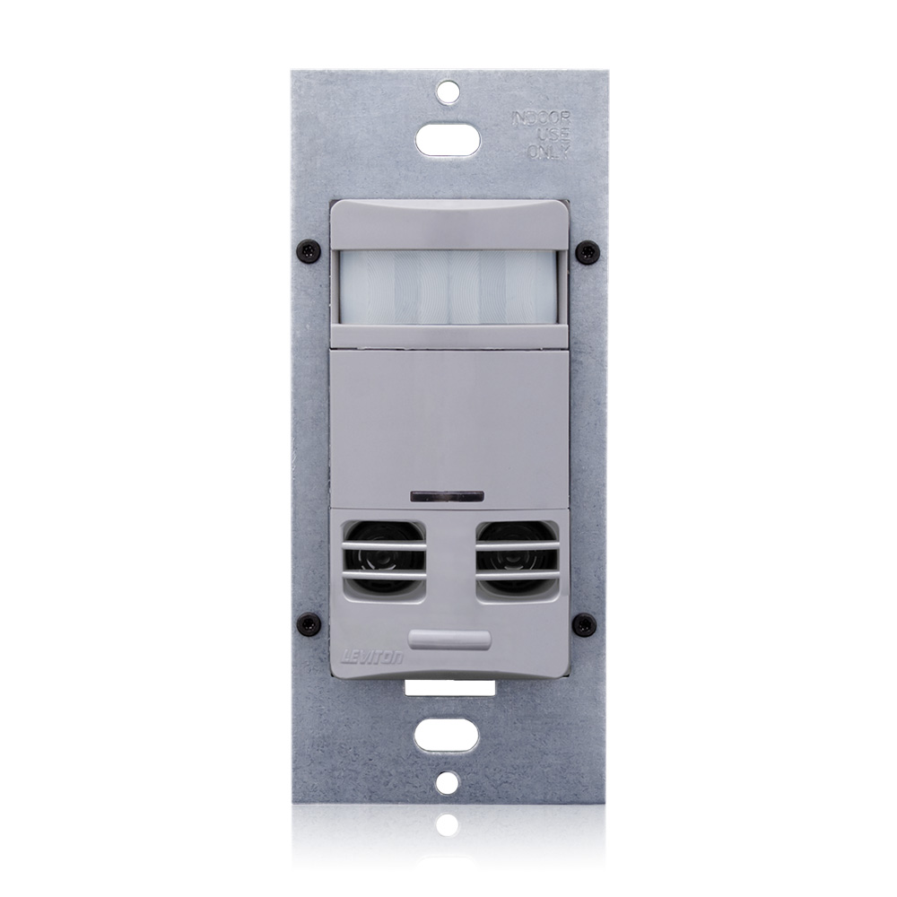 Product image for Occupancy Sensor, Multi-Technology (PIR Sensor / Ultrasonic Sensor), Wall Switch, 2400SF, 120-277V, No Neutral, Grey, Self-Adaptive, Made in USA with globally sourced components, Decora®