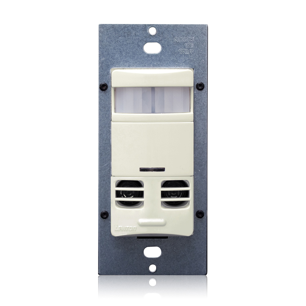 Product image for Occupancy Sensor, Multi-Technology (PIR Sensor / Ultrasonic Sensor), Wall Switch, 2400SF, 120-277V, No Neutral, Light Almond, Self-Adaptive, Made in USA with globally sourced components, Decora®