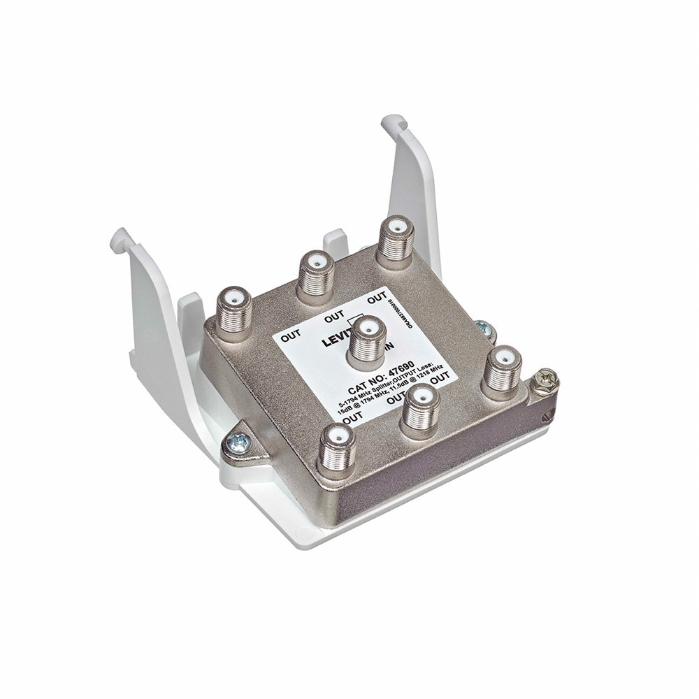 Product image for 6-Way Passive Coaxial Splitter with Versatile Bracket