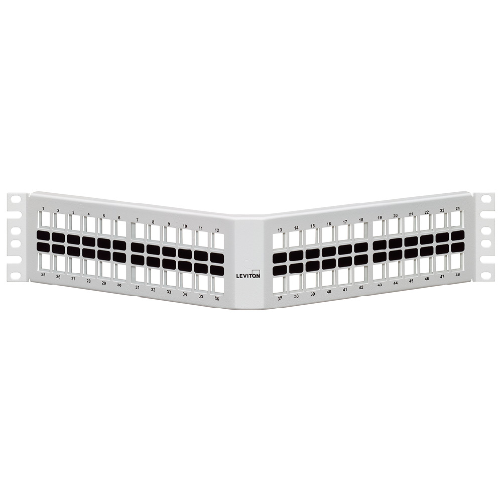 Product image for Angled QUICKPORT™ Patch Panel, 48-Port, 2RU, White