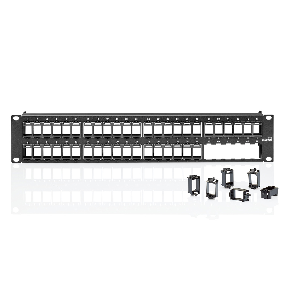 Product image for Front Loading UTP QUICKPORT™ Patch Panel, with Vertical Numbering, 48‑Port, 2RU, Black