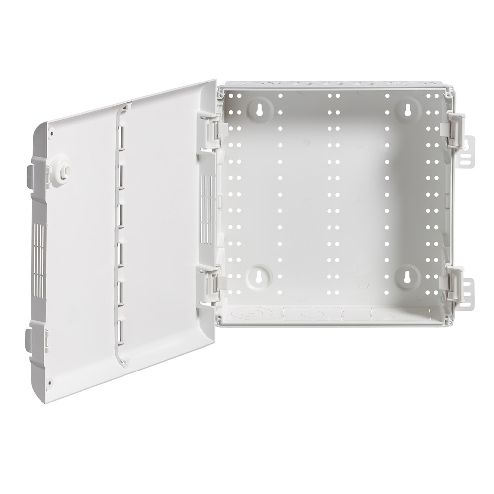 Product image for 14&quot; Wireless Structured Media Enclosure with Vented Hinged Door, Plastic, White