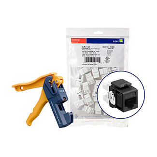 Product image for 150 EXTREME™ Cat 5e QUICKPORT™ Jacks, Bulk QUICKPACK™, Black, Kitted with JackRapid™ Tool