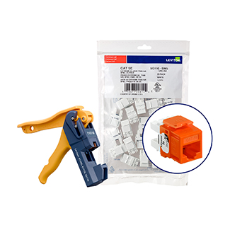 Product image for 150 EXTREME™ Cat 5e QUICKPORT™ Jacks, Bulk QUICKPACK™, Orange, Kitted with JackRapid™ Tool