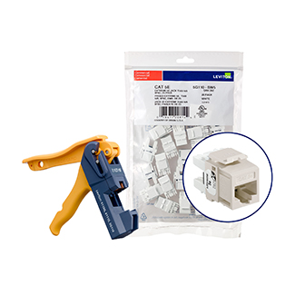 Product image for 150 EXTREME™ Cat 5e QUICKPORT™ Jacks, Bulk QUICKPACK™, Light Almond, Kitted with JackRapid™ Tool