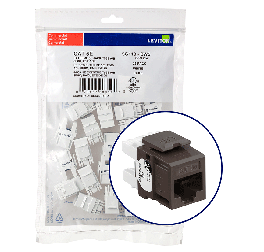 Product image for EXREME™ Cat 5e QUICKPORT™ Jack QUICKPACK™, 25-pack, Brown