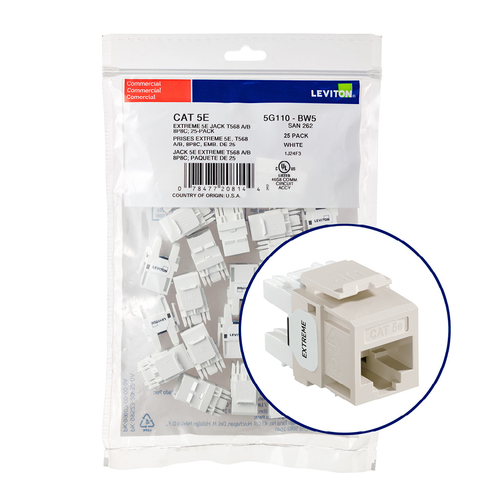 Product image for EXTREME™ Cat 5e QUICKPORT™ Jack QUICKPACK™, 25-pack, Light Almond