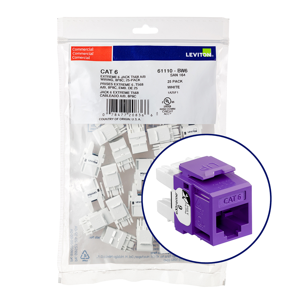 Product image for EXTREME™ Cat 6 QUICKPORT™ Jack QUICKPACK™, 25-pack, Purple