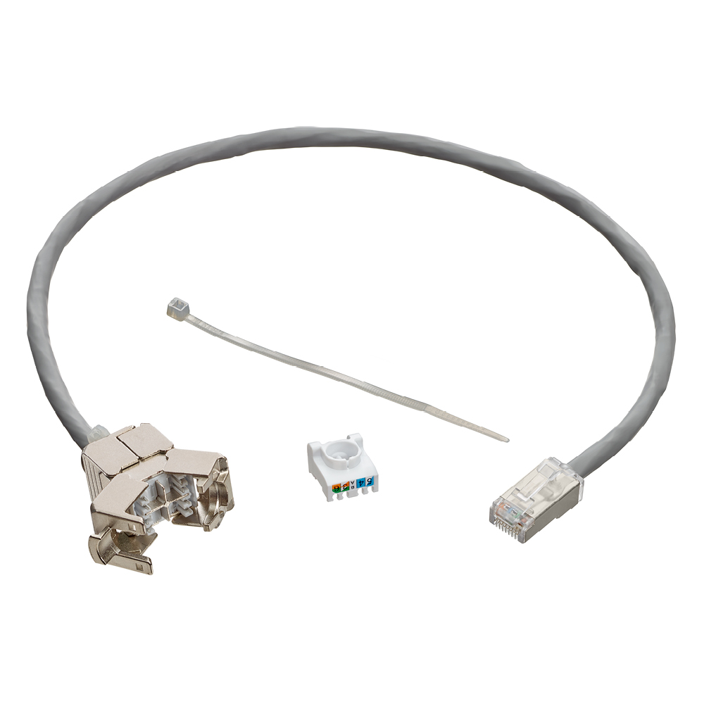 Product image for VXC™ Plenum Assembly, VXC™ coupler with 18 inch plenum patch cable connected, Gray