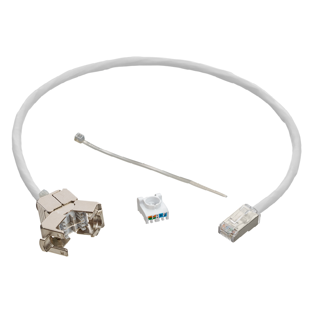 Product image for VXC™ Plenum Assembly, VXC™ coupler with 18 inch plenum patch cable connected, White