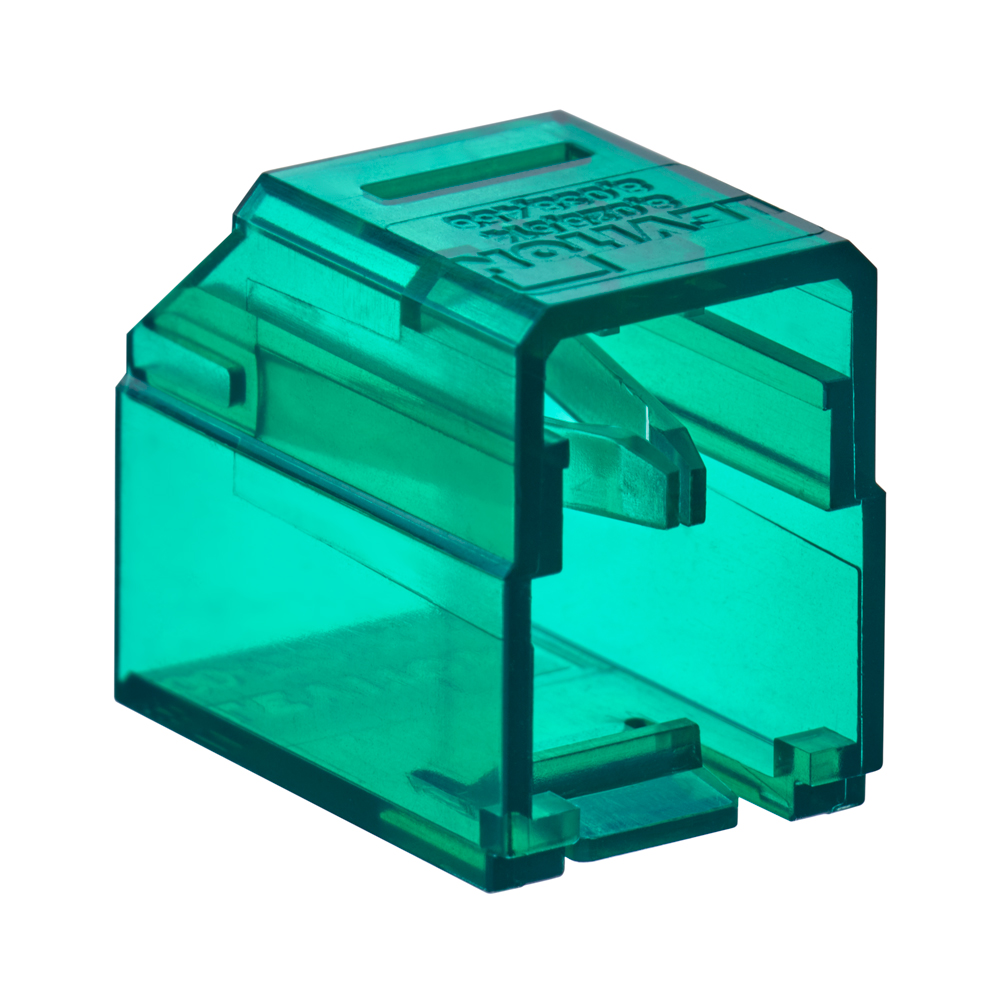 Product image for Secure RJ Housing, Green color transparent (Pack of 48 housings and 1 color matched extraction tool)