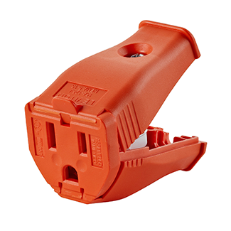 Product image for NEMA 5-15P 2-Pole, 3-Wire Grounding Connector, Clamptite Hinged Design, Thermoplastic, Orange