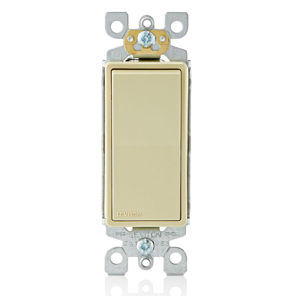 Product image for 15 Amp Decora Single-Pole Switch, Self-Grounding, Ivory