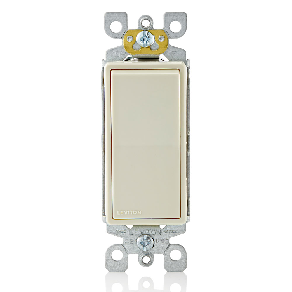 Product image for 15 Amp Decora Single-Pole Switch, Self-Grounding, Light Almond