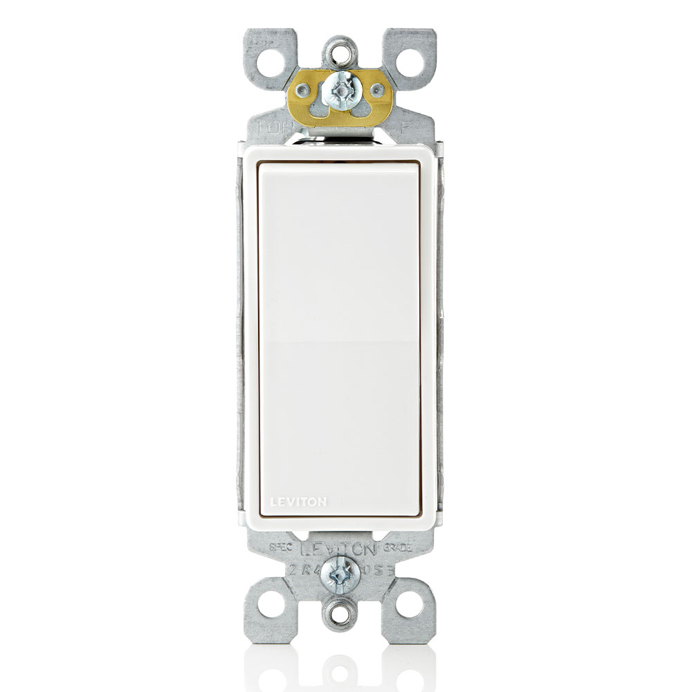 Product image for 15 Amp Decora Single-Pole Switch, Self-Grounding, White