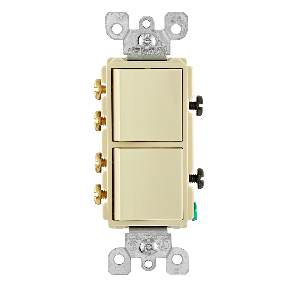 Product image for 20 Amp Decora 3-Way / 3-Way Combination Switch, Grounding, Ivory