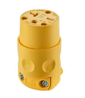 Product image for 20 Amp, 2P, 3W, Connector, Straight Blade, Grounding ,Yellow