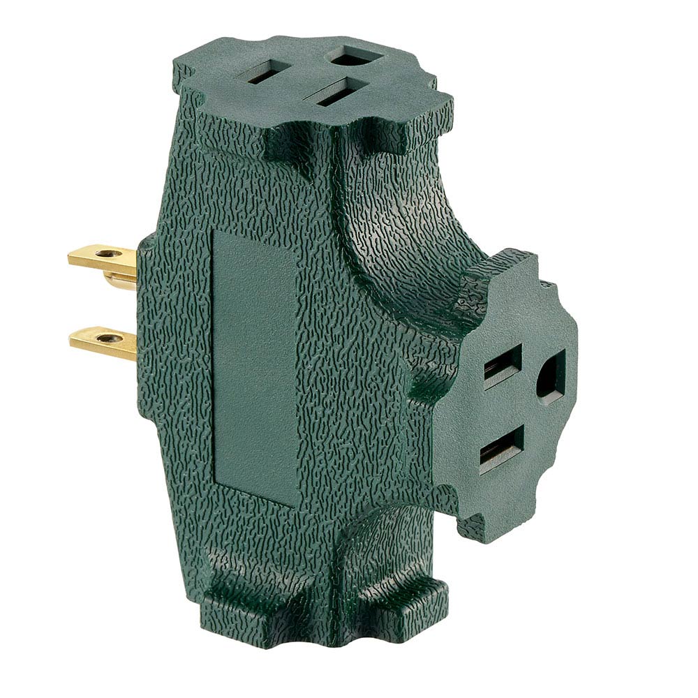 Product image for Indoor 2-Pole, 3-Wire Grounded Single-to-Triple Adapter