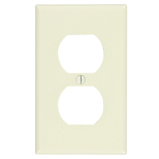 Product image for 1-Gang Duplex Outlet/Receptacle Wallplate, Standard Size, Thermoset, Light Almond