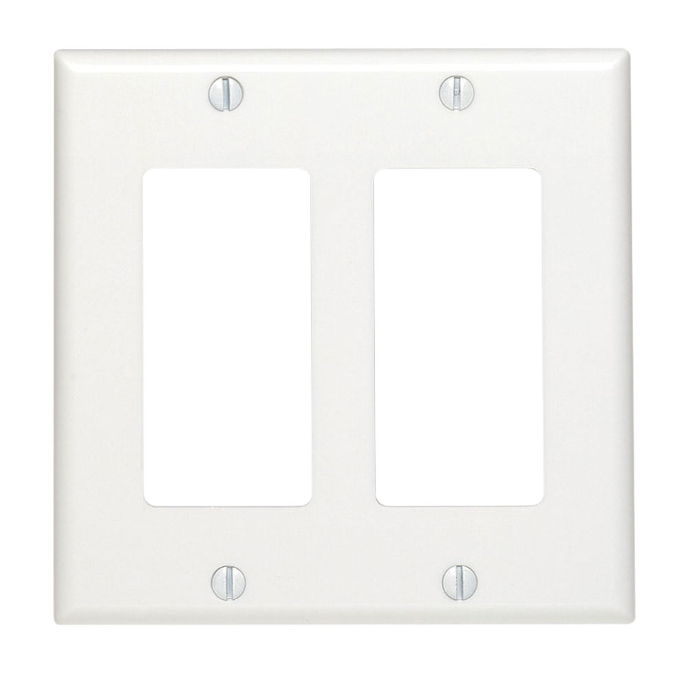 Product image for 2-Gang Decora Duplex Wallplate for 347V Applications, White