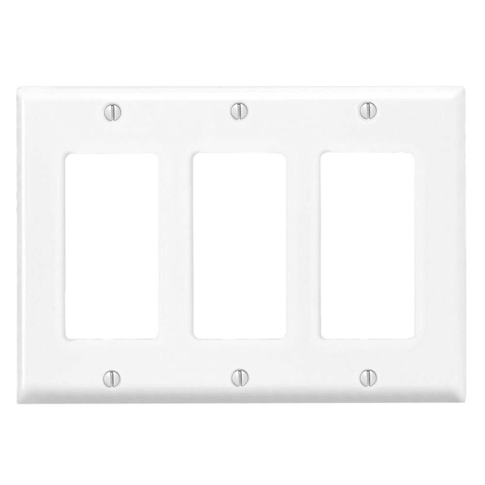 Product image for 3-Gang Decora Duplex Wallplate for 347V Applications, White