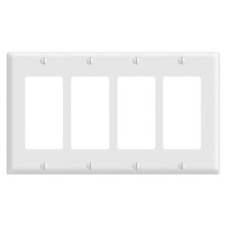 Product image for 4-Gang Decora Duplex Wallplate for 347V Applications, White