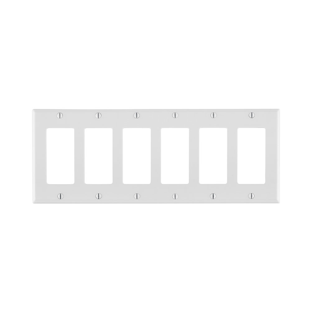 Product image for 6-Gang Decora/GFCI Device Wallplate, Standard Size, Thermoset, White