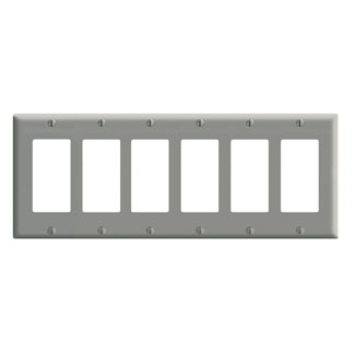 Product image for 6-Gang Decora/GFCI Device Wallplate, Standard Size, Thermoset, Gray