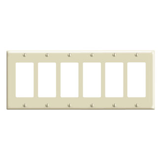 Product image for 6-Gang Decora/GFCI Device Wallplate, Standard Size, Thermoset, Ivory