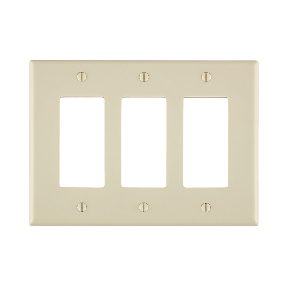 Product image for 3-Gang Decora/GFCI Device Wallplate, Midway Size,Thermoset, Light Almond