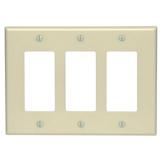 Product image for 3-Gang Decora/GFCI Device Wallplate, Midway Size,Thermoset, Ivory