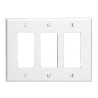 Product image for 3-Gang Decora/GFCI Device Wallplate, Midway Size,Thermoset, White