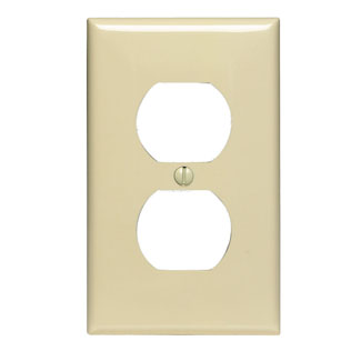 Product image for 1-Gang Duplex Outlet/Receptacle Wallplate, Standard Size, Thermoplastic Nylon, Light Almond