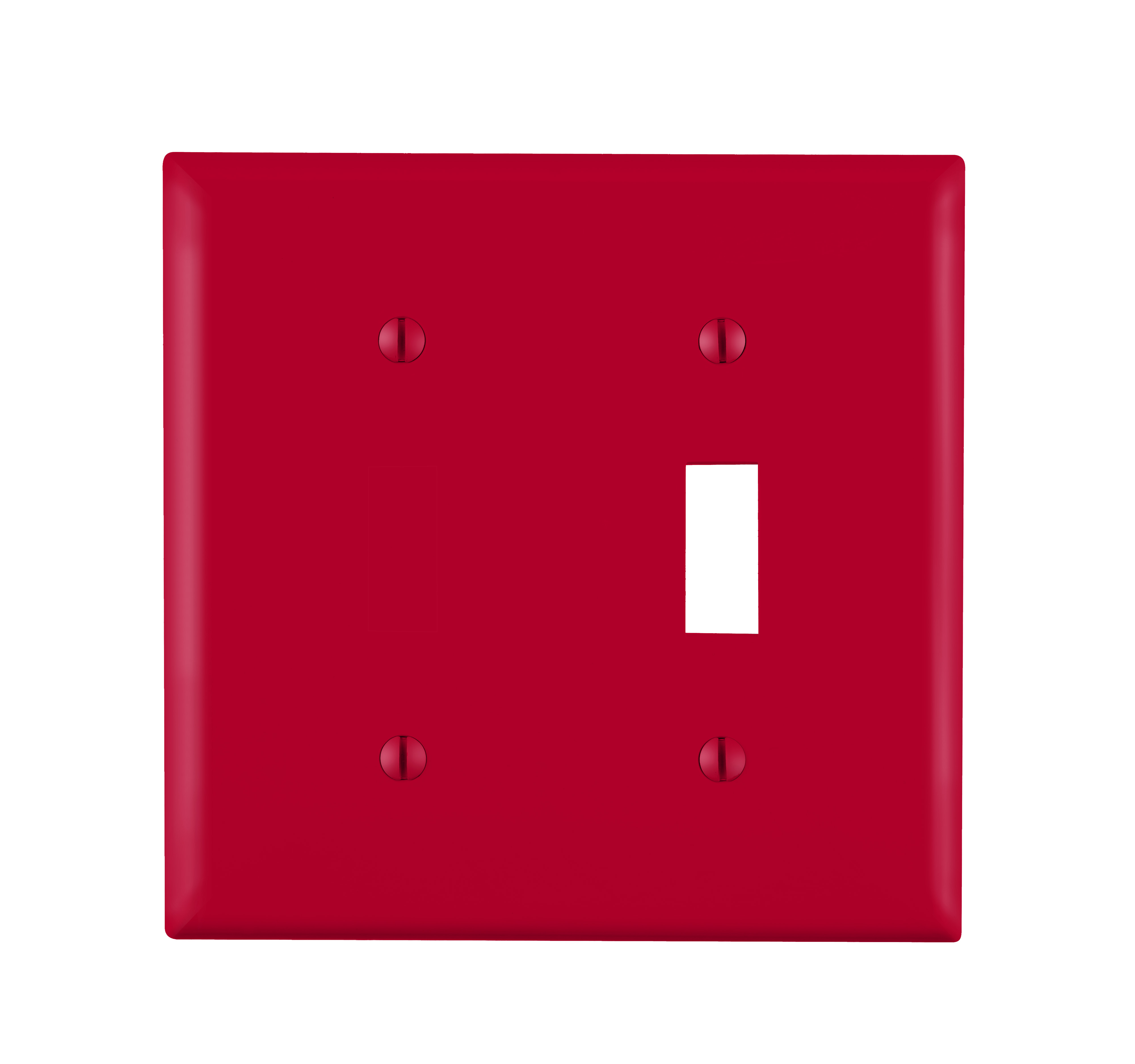 Product image for 2-Gang Wallplate, 1-Toggle 1-Blank, Standard Size, Thermoplastic Nylon, Red