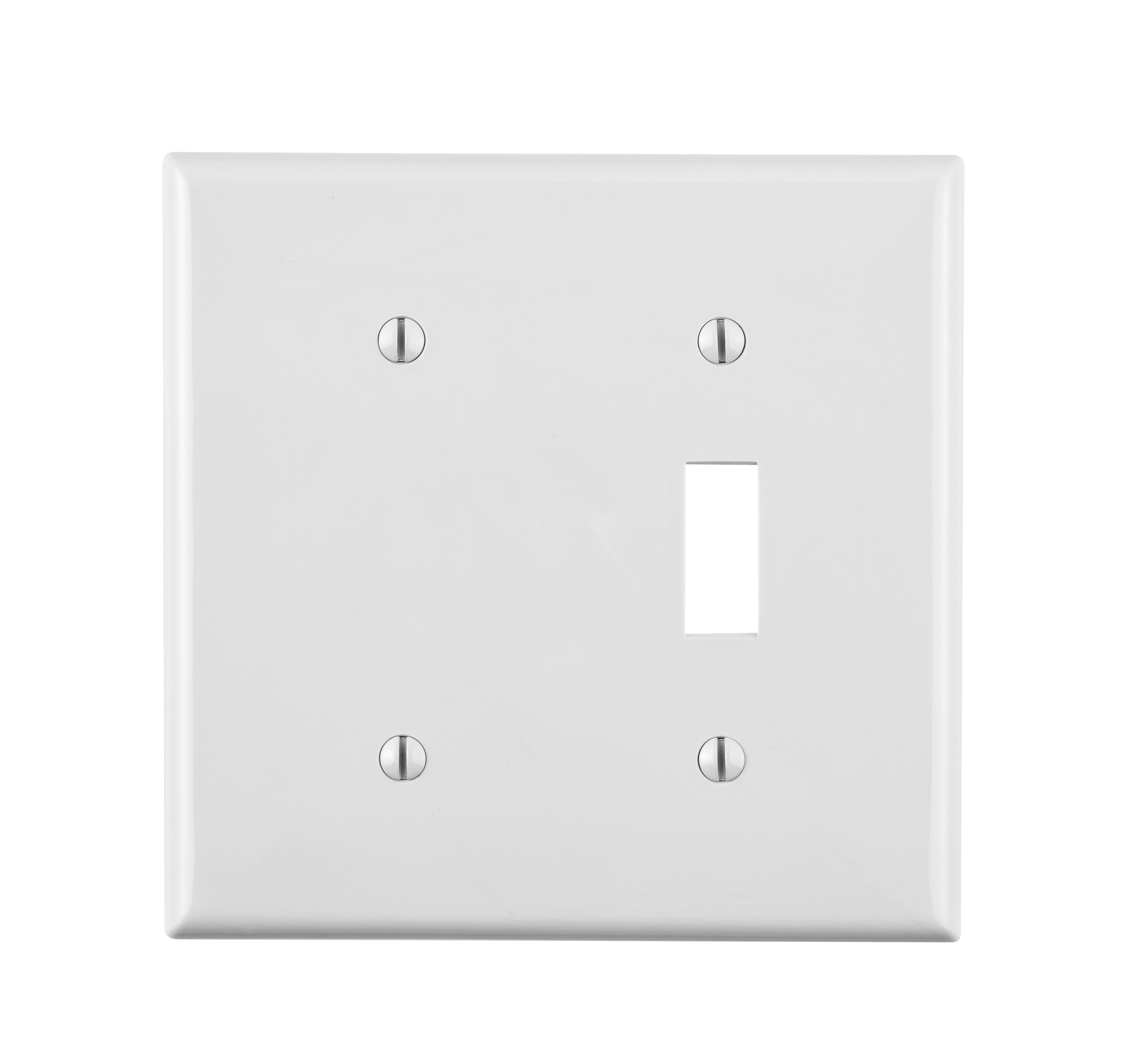Product image for 2-Gang Wallplate, 1-Toggle 1-Blank, Standard Size, Thermoplastic Nylon, Gray
