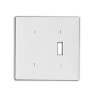 Product image for 2-Gang Wallplate, 1-Toggle 1-Blank, Standard Size, Thermoplastic Nylon, Ivory