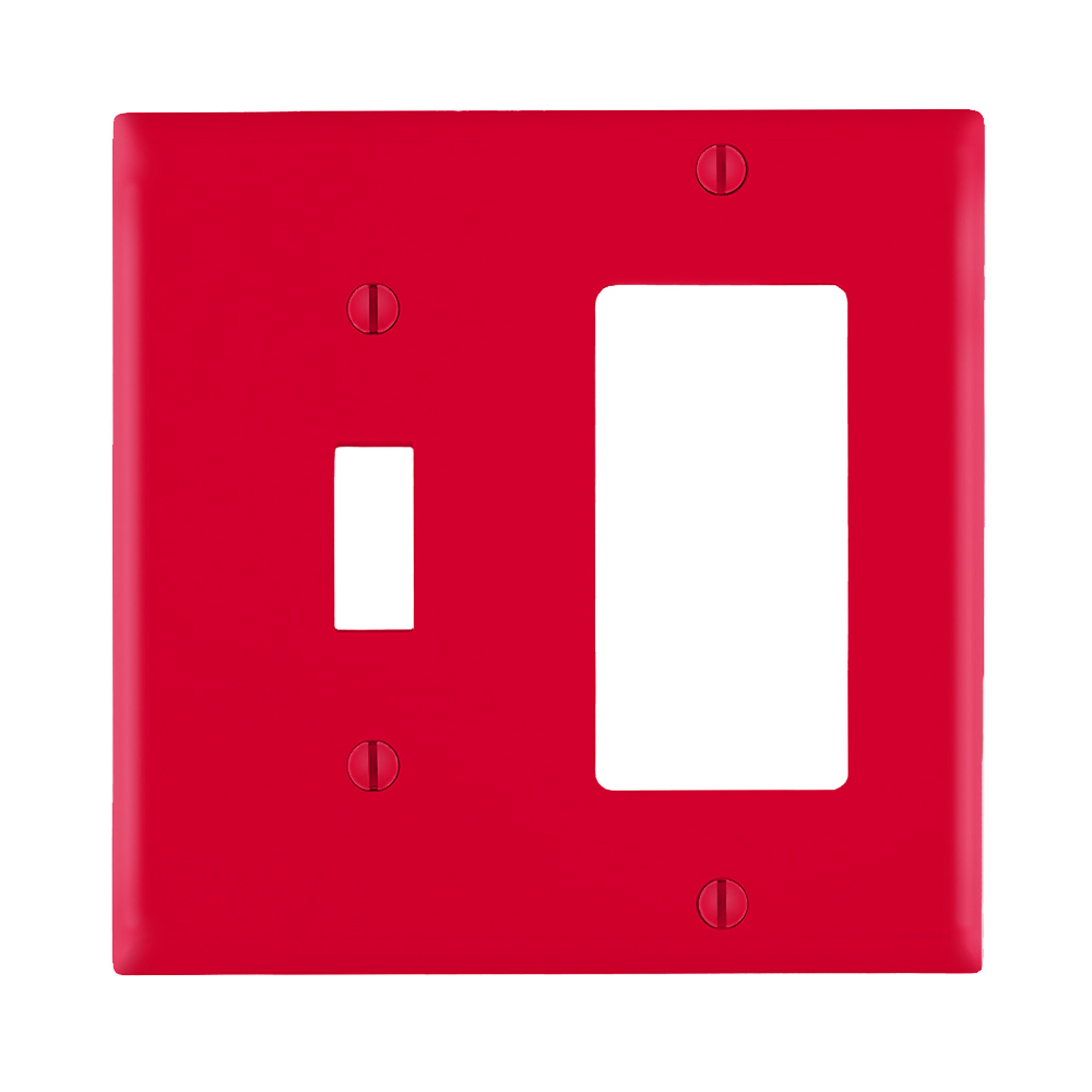 Product image for 2-Gang Wallplate 1-Toggle 1-Decora/GFCI Combination, Standard Size, Thermoplastic Nylon, Red