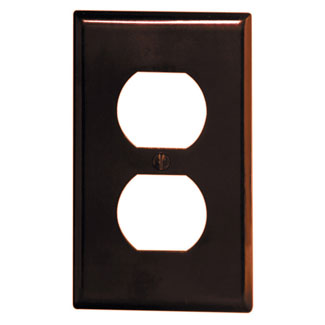 Product image for 1-Gang Duplex Outlet/Receptacle Wallplate, Standard Size, Thermoset, Brown