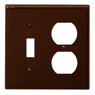 Leviton 85005 2 Gang Brown Plate-1-Switch & 1-Duplex Receptacle