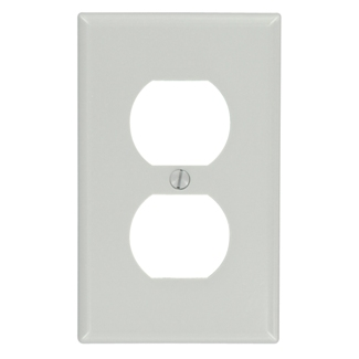 Product image for 1-Gang Duplex Outlet/Receptacle Wallplate, Standard Size, Thermoset, Gray