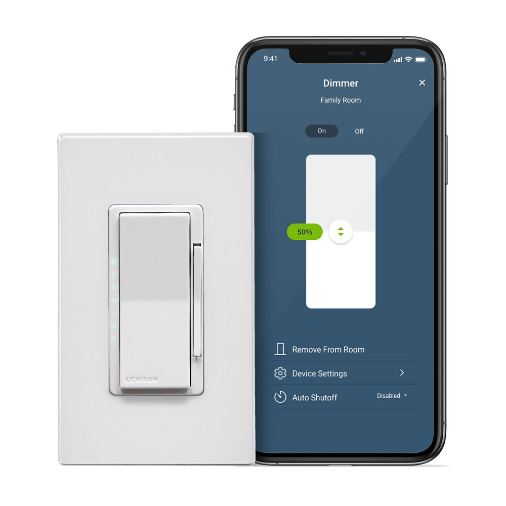 Product image for Decora Smart Dimmer Switch, Wi-Fi 2nd Gen, Neutral Wire Required