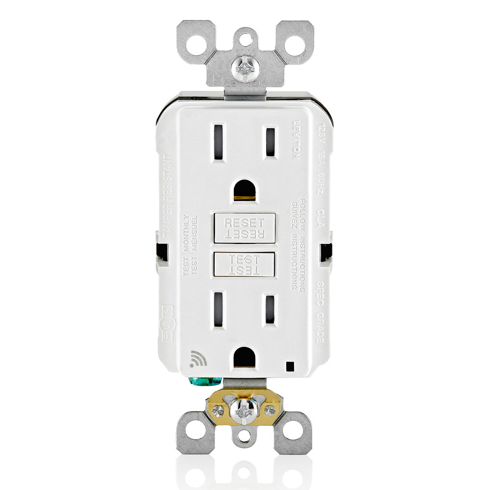 Product image for 15 Amp, Self Test, Tamper-Resistant Smart GFCI Outlet with LED Indicator Light