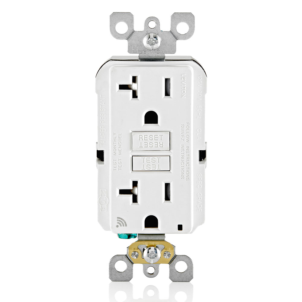 Product image for 20 Amp, Self Test, Tamper-Resistant Smart GFCI Outlet with LED Indicator Light