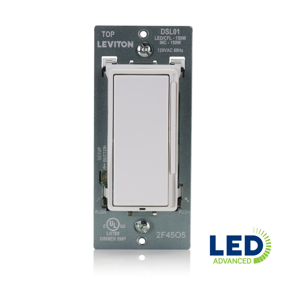 Product image for Decora Slide Dimmer Switch for Dimmable LED, CFL, and Incandescent Lighting
