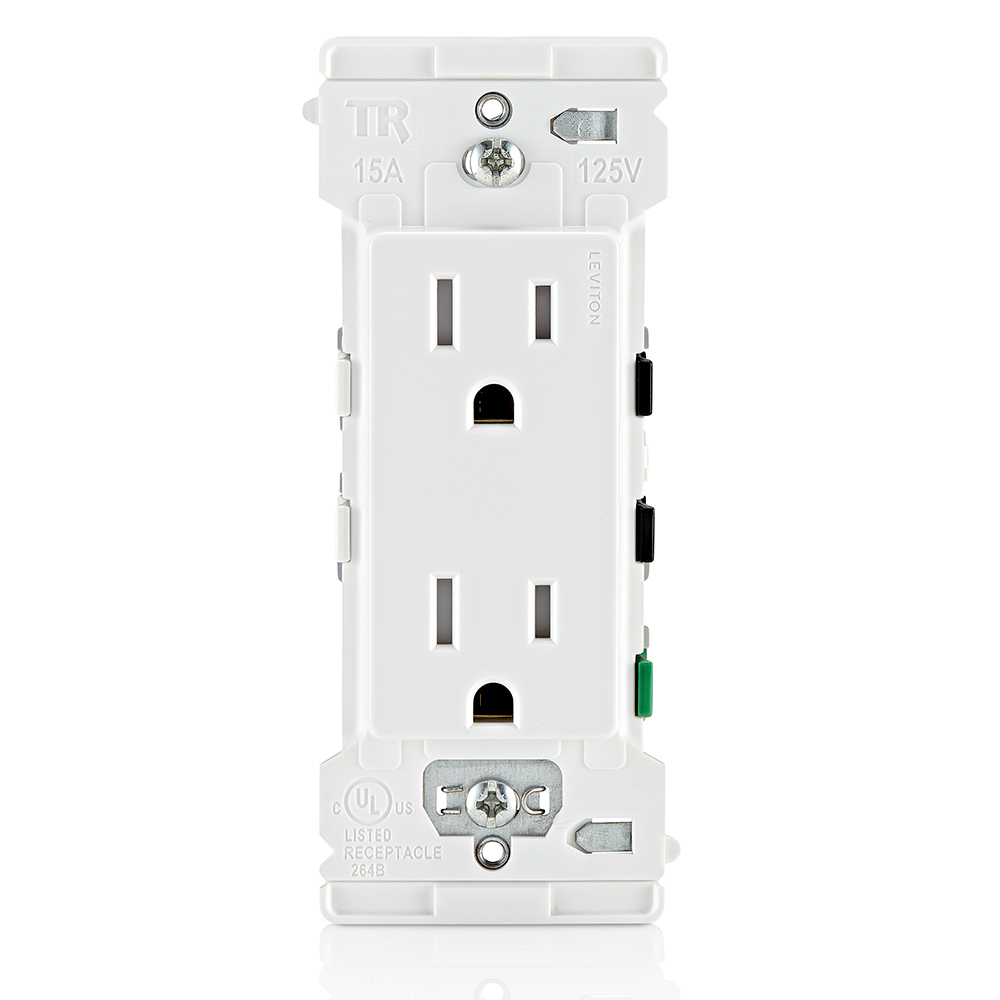 Product image for Decora Edge 15 Amp Tamper-Resistant Duplex Outlet, White