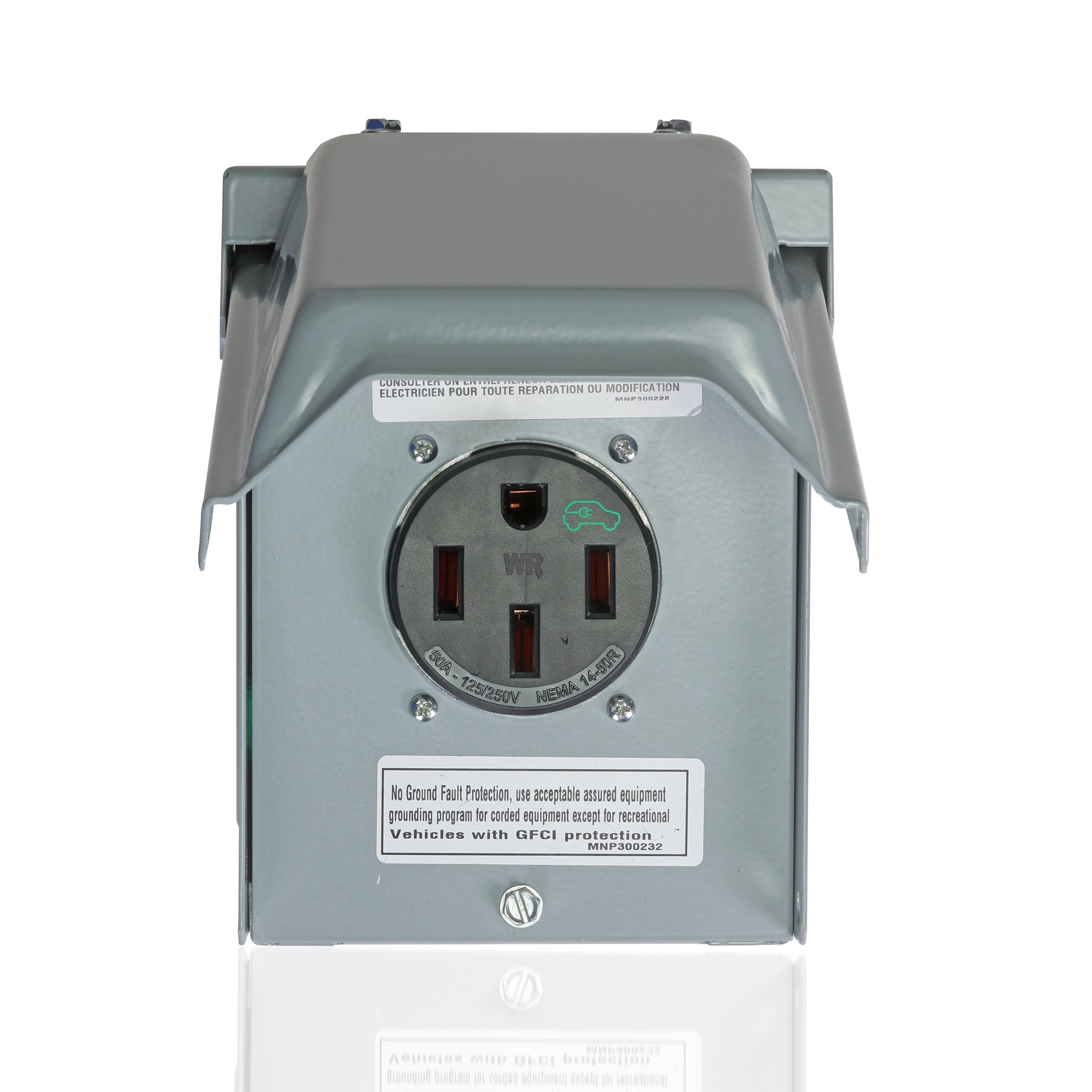 Product image for 50A EV Charging Outlet with Outdoor Weather-Resistant Cover, Surface Mount